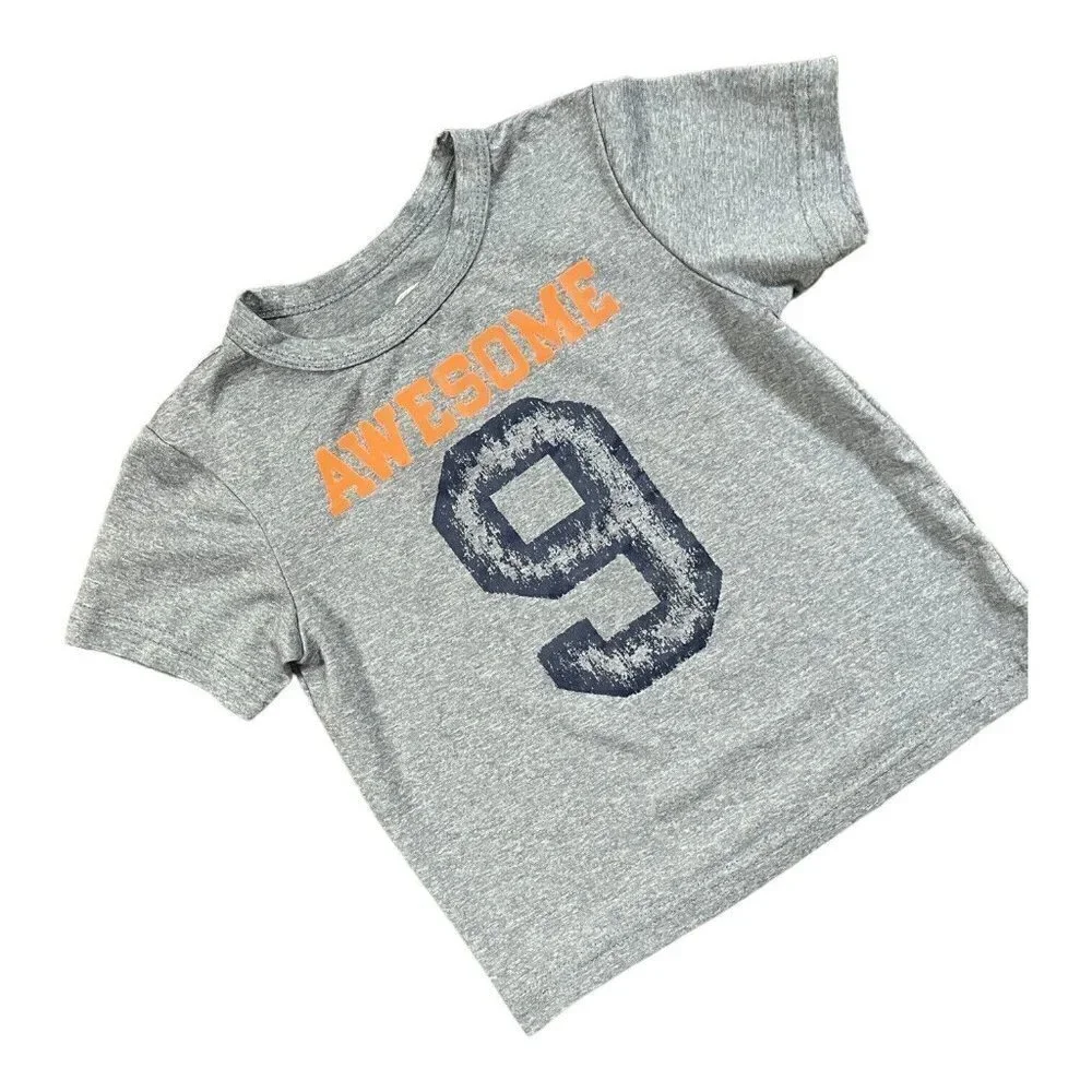 PLACE Sports graphic design “Awesome 9” light gray polyester T-Shirt 18-24 Mo